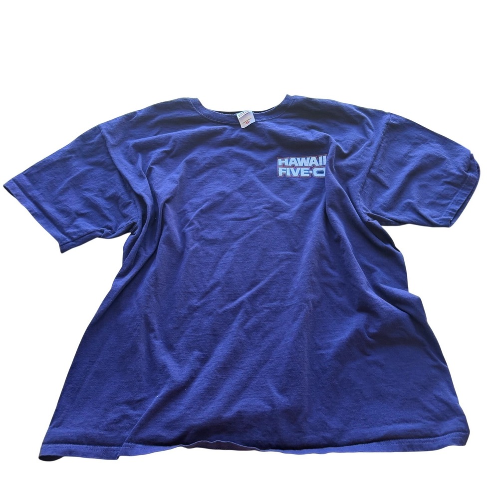 Vintage Anvil Mens Hawaii Five-O T-Shirt Blue 2X Short Sleeve Cotton Fathers Day